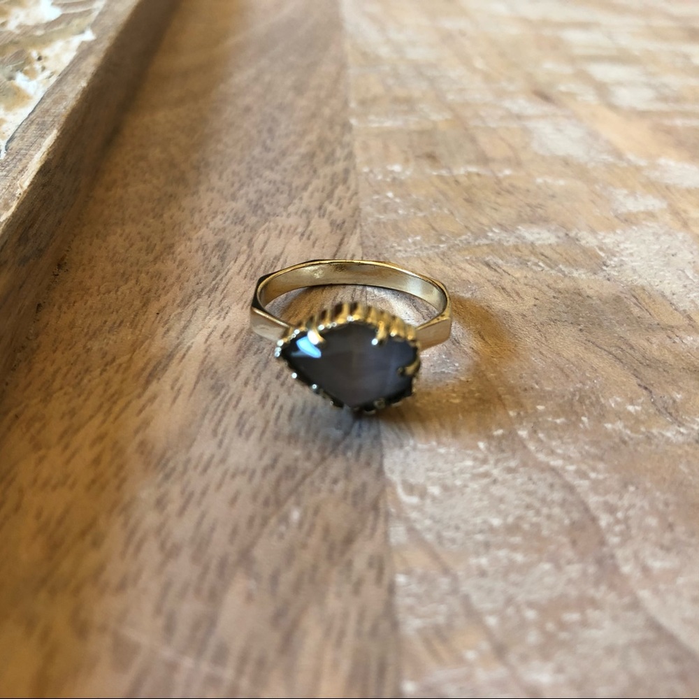 Kendra Scott gray slate stone and gold stone ring size 7